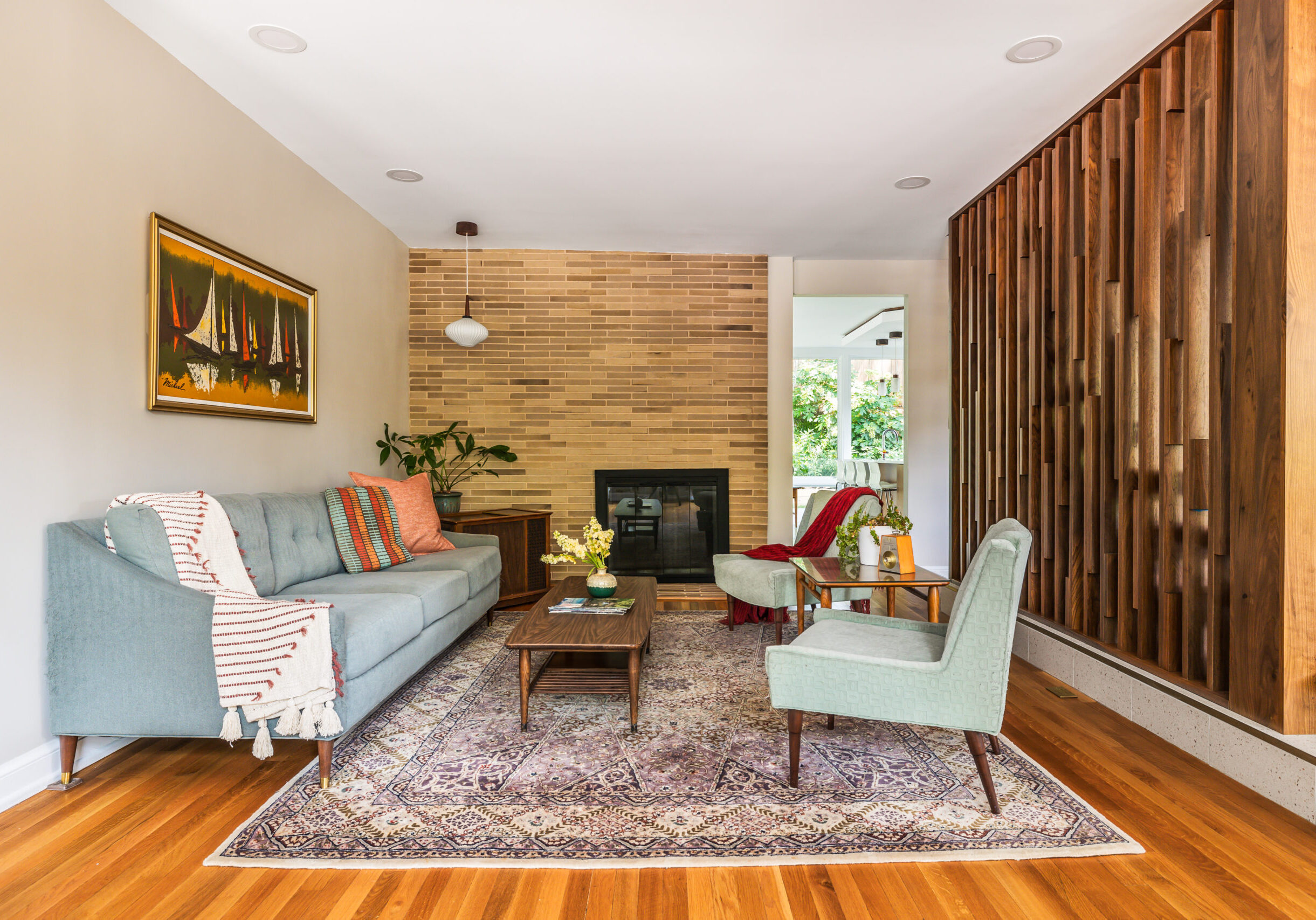 Modern Living Room with Fireplace After Home Remodeling in Haymarket, VA